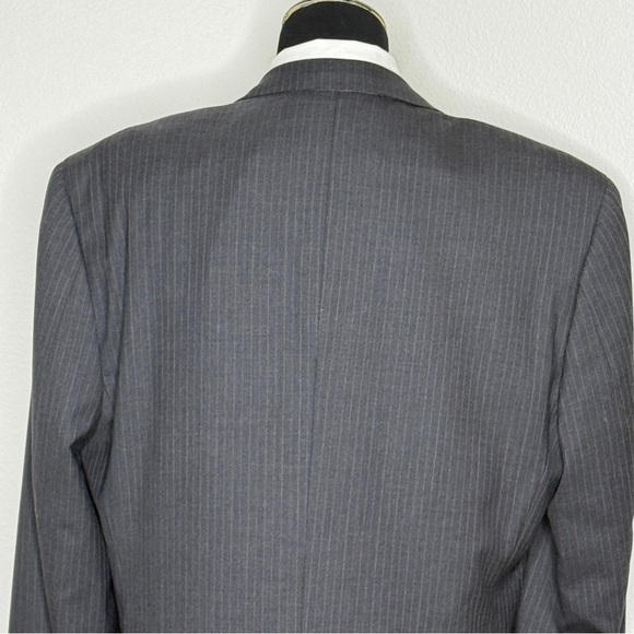 Tasso Elba Men's Sport Coat Blazer‎ Charcoal Gray Wool 40R Pin Stripe - Picture 4 of 12